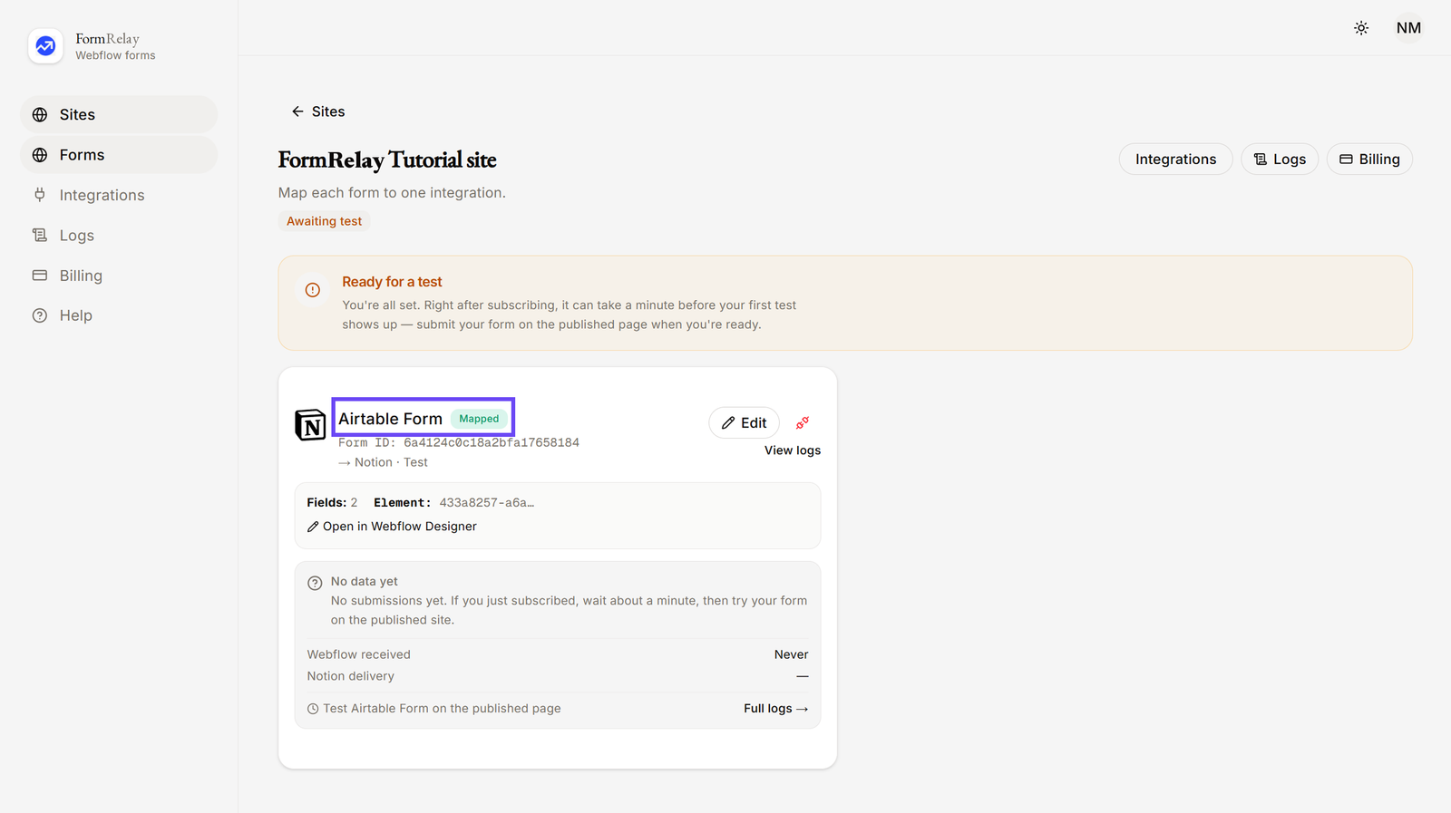 Webflow Designer showing how to change the name of a Form