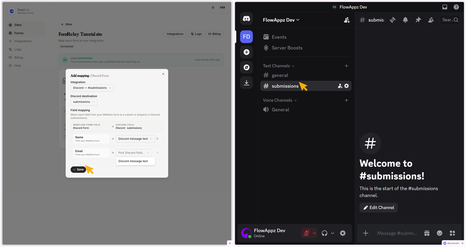 Integration Discord mapping window